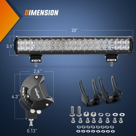 Nilight LED Light Bar 20 Inch 126W Spot Flood Combo Green Beam Off Road Lamp Fishing Hunting Emergency Deck Work Lighting for Trucks UTV Pick-up Van Boat Tractor