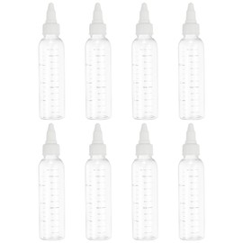 PATIKIL 110 Ml/4 oz Plastic Squeeze Bottles with White Twist Cap, 8 Pcs Graduated Round Dispensing Bottle Empty Pointed Bottle for Liquids, Crafts, Oils, Condiments, Transparent