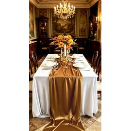 Camino de mesa de terciopelo, 10 pies, lujoso, decoración de recepción de boda, tela de terciopelo suave para fiesta (20 x 120 pulgadas, dorado)