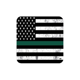 The Thin Green Line Drink Coaster Set Gift For US Military Veteran Federal Law Enforcement Border Patrol Park Rangers Game Warden