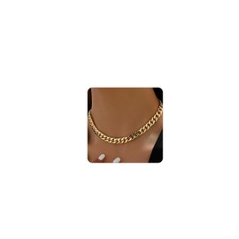 RATVIU Cuban Necklace for Women 18K Gold Plated Thick Chain Dainty Cuban Chain necklace Trendy Gold Chunky Chain Jewelry Gift