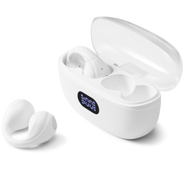KESAIYI - Auriculares inalámbricos con clip para los oídos, Bluetooth 5.3, impermeables, auriculares de conducción ósea, auriculares abiertos inalámbricos Bluetooth HiFi Music Sport Auriculares