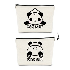 Cute Baby Panda Guess What It's Pug Butt Makeup Bag,Funny Cartoon Cute Panda Cosmetic Bag Best Gift Idea for Panda Loves,Birthday Christmas for Girls Women, Makeup Case for Teen Girls Daughter