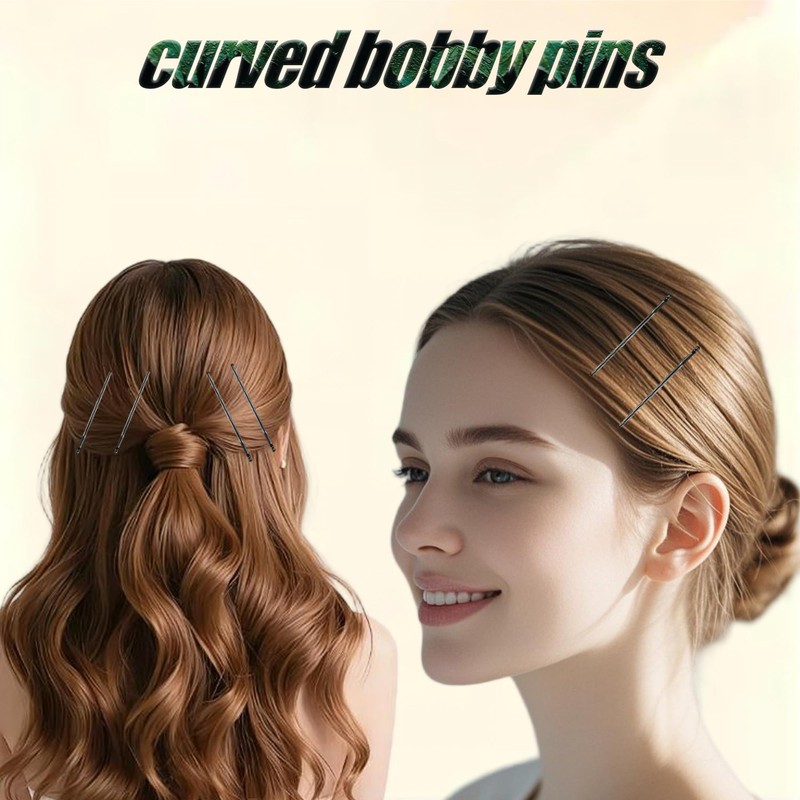 100 Pcs Curved Bobby Pins, 2.2 Inch Black Hair pins