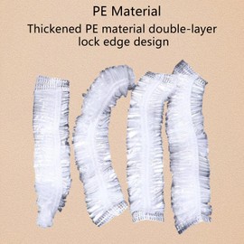 50 Pcs Shower Caps Disposable, Women Men Bath Caps Hair Cap, Large Thick Clear Waterproof Plastic Elastic Hair Bath Caps for Home Use, Hotel, Spa and Hair Salon