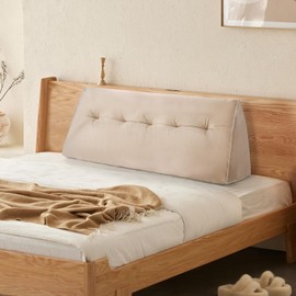 LYLNBYWK Headboard Wedge Pillows Full, Ergonomic Bed Triangular Headboard Pillow, Thickened Backrest Cushion for Reading in Dorm Bed Sofa, Beige, 54in