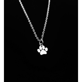 Cat or Dog Paw Print Sterling Silver Necklace, Pet Memorial Gift, Dainty Loss of Pet Paw Charm