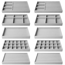 Pack of 10 Jewellery Trays, Jewellery Organiser Drawer, Stackable Jewellery Storage Drawer, Jewellery Organiser for Storing and Presenting, Organiser Jewellery for Necklaces, Bracelets, Earrings