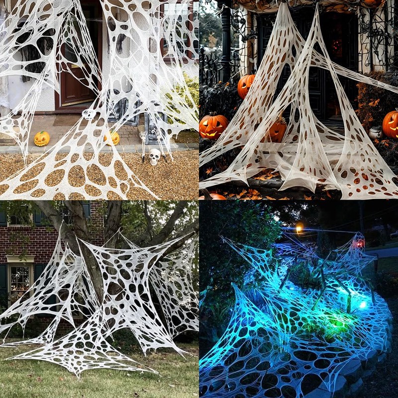 Halloween Spider Web Decoration Outdoor, Giant 600 Sqft Stretchy Cut-Your-Own