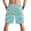 visesunny Christmas Candy Cane Stockings Print Men's Beach Short Swim