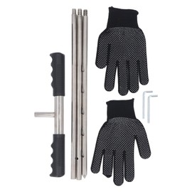 Soil Probe Rod, 17-32-48 Inch Stainless Steel Septic Tank Locator Tool Adjustable Ground Rod with T Handle for Locating Underground Pipes and Gopher Runs, Gardening