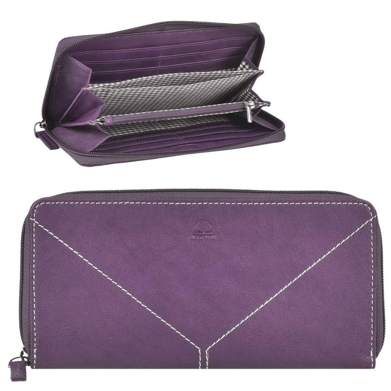 Greenburry Tumble Nappa Leather Wallet 20 cm, plum, Elegant
