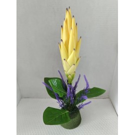 flowersbyjames Artificial Protea Plant. Hawaiian Flowers. Tropical Flowers YELLOW
