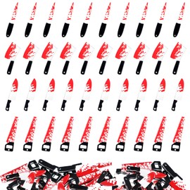BBTO 40 Pcs Halloween Fake Knife Charms Mini Knifes Pendants Acrylic Horror for Jewelry Making Earring Bracelet Necklace DIY Supplies, 45 x 9 mm