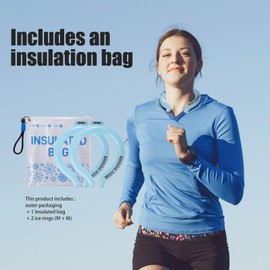 2 Pack Neck Cooling Tubes with Insulated Bag, Reusable Ice Ring, Freezes Below 64℉- Cooling Relief for Hot Weather, Outdoor Sports, Workers. Wearable Cooling Neck Wrap.(2 Blue-M)