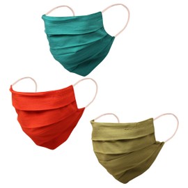 Touchstone soft cotton filter pocket double layer face mask Reusable Machine Washable for men, women. (Pack of 3). Orange Blue Green