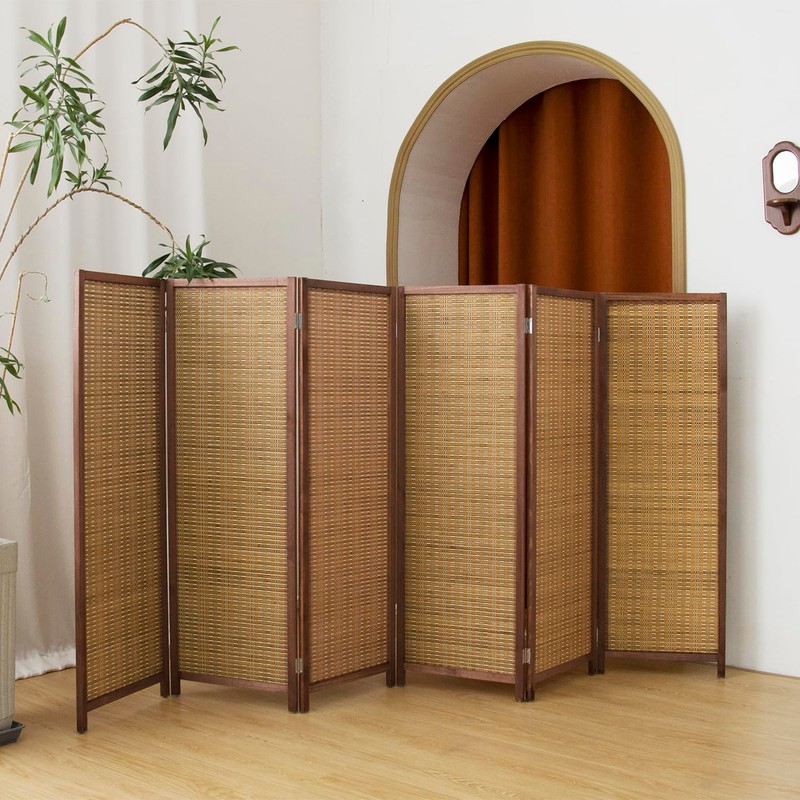 Pawlabay 6 Panel Short Panel Divider Screen,3.95 FT Tall Bamboo