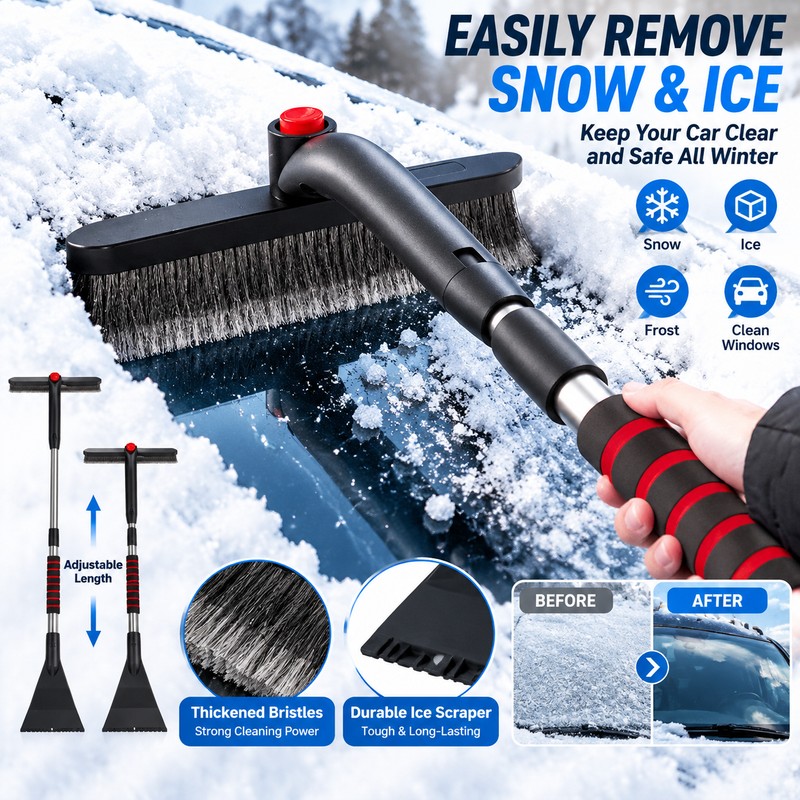Extendable Car Snow Shovel Ice Scraper Winter Auto Windshield Cleaner