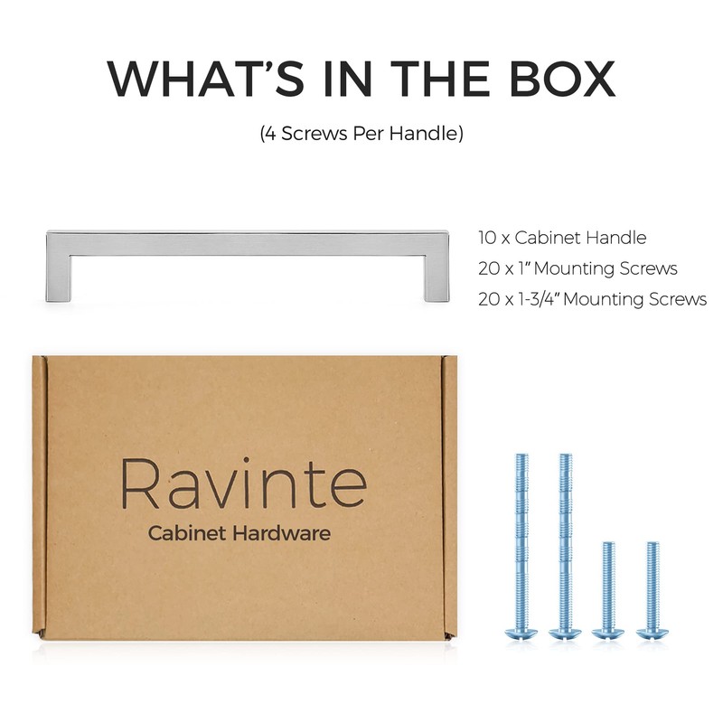 Ravinte 10 Pack 7-1/2 Inch Kitchen Square Cabinet Handles Satin