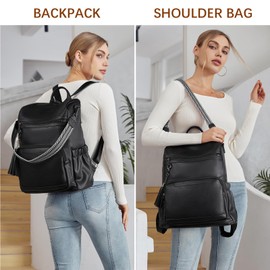 BOSTANTEN PU Leather Laptop Backpack for Women Designer Travel Backpack with Laptop Compartment Ladies Computer Shoulder Bags