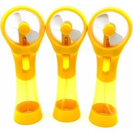 BJPEY Outdoor Personal Water Misting Fan Handheld Battery Operated Cooling Fans Portable Mist Spray Fan for Sports Travel Beach (Yellow)