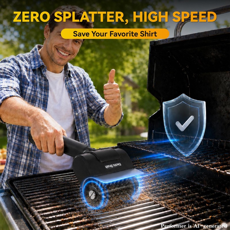 Electric Grill Brush for Outdoor,Cordless Rechargeable Grill Cleaner