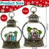 Christmas Snow Globe Lantern Swirling Glittering Holy Family Scene Manger