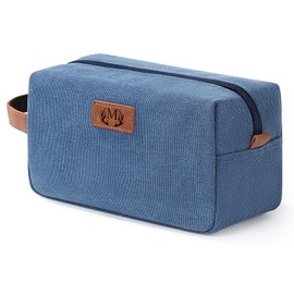 Janhavi Shaving Bag for Men Travel Waterproof, Engraved Initials & Wheat Ear, Make Up Bag,Groomsmen Gifts, Mens Toiletry Travel Bag, Men's Accessories Organizer, Gifts for Him(Blue M)