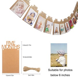 Photo Banner Photo Garland Birthday for 1 to 12 Months Baby Photo Garland Babies First Year Garland Birthday Decoration Hanging Wall Decoration for Girls Boys Party Decoration Garland