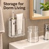 Wall-Mounted Toothbrush Holder with Mouthwash Cup - Transparent 2-Piece Bathroom