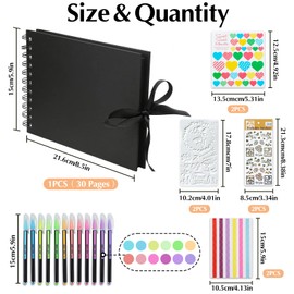 VINEST A5 DIY Photo Album, Scrapbook with 30 Black Pages, DIY Photo Book, DIY Photo Album for Birthday Gifts, Wedding Anniversaries, Christmas