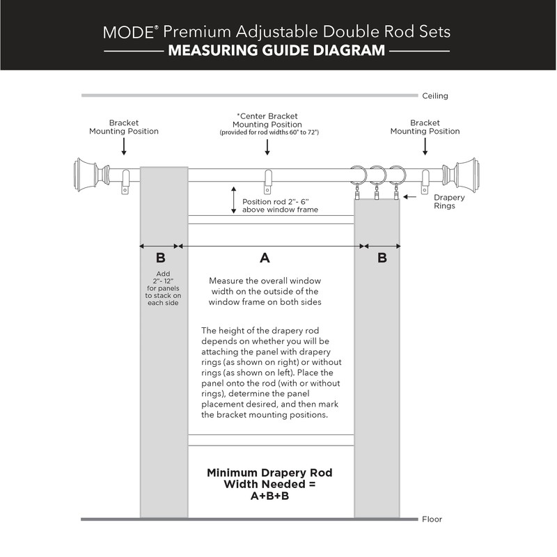 MODE Premium Collection Double Curtain Rod Set (1 1/8" Front