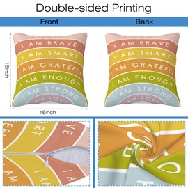 Naqiuli Positive Affirmations Throw Pillow Covers Set of 2 Inspirational Pillow Covers 16x16 Inch Modern Farmhouse Home Decorative Pillow Cases Cushion Cover for Sofa Living Room Office