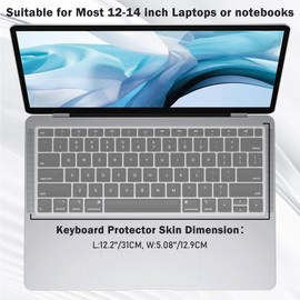 EKIND 2 Sheets Universal Waterproof and Dustproof Keyboard Cover for 12-14 Inch Laptops, with Keypad Keyboard Cover Size (L:12.2" x W:5.08"), Ultra Thin Silicone Skin Protector (Transparent)