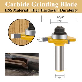 TAIWAIN Router Bits Sets 1/2 Inch Shank, 3 PCS Door&Drawer Front Edging Router Bit Set, Professional Woodworking Miter Frame Crown Molding Wood Milling Cutter Tool(T-Shape)