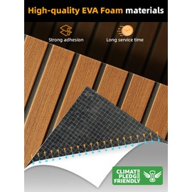 FOCEAN Boat Flooring EVA Foam Boat Decking Faux Teak Marine Flooring Marine Mat Sheet for Motorboat RV Yacht Kayak Surfboard, 94.5''x 15.7'', Brown with Black Lines