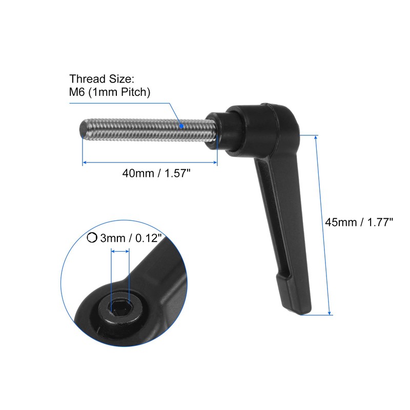 QUARKZMAN 4 Pieces Clamping Lever Handles M6 x 40mm 304