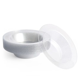 MATANA 25 Clear Plastic Bowls with Silver Glitter, Soup Bowls (360 ml) - Soup Bowl for Weddings, Birthdays, Christenings, Christmas, Parties - Reusable & Stable