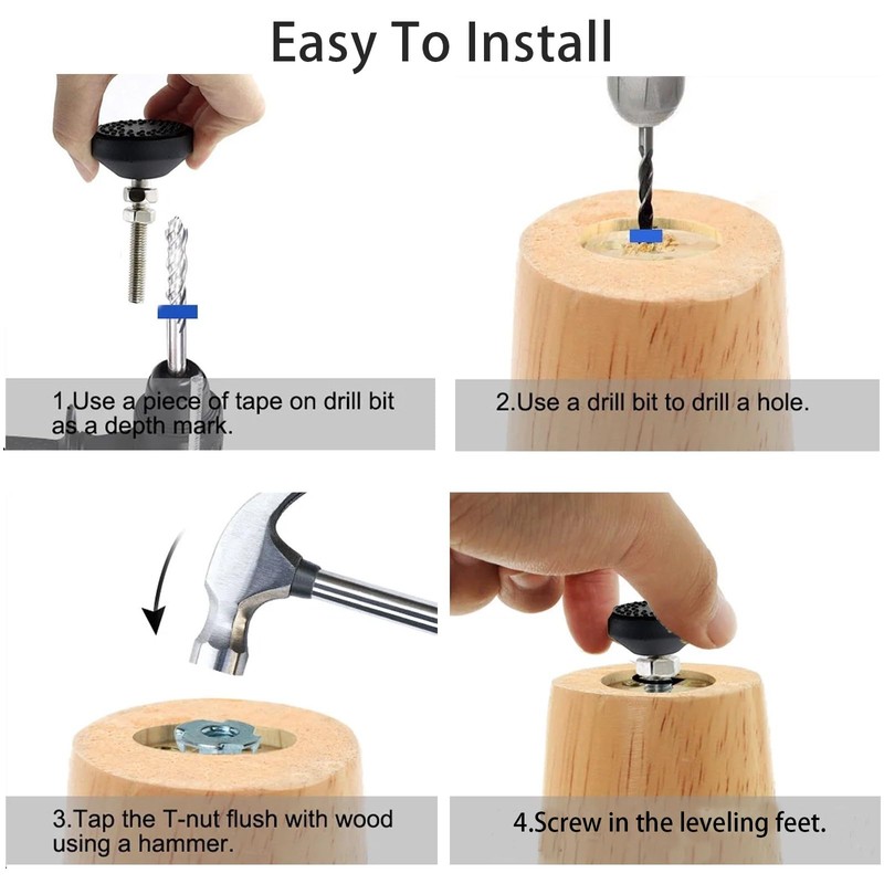 Minnhua 8PACK Adjustable Levelling Feet - M8 x 50mm Furniture