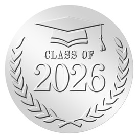 Anwyll 2In Graduation Stickers 2026 - Silver Embossed Grad Class of 2026 Stickers 100Pcs Graduation Envelope Seal Sticker Self-Adhesive Congrats Grad Hat Cap Sticker for Certificate Party Favors
