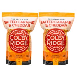Colby Ridge 2-Pack Salted Caramel & Cheddar Gourmet Craft Popped Gluten Free Popcorn Snack Sized Large Pouch (2 Gallons = 34 Cups)