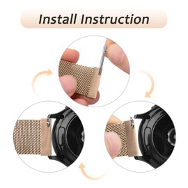 Amzpas Garmin Bracelet 20 mm for Garmin Venu/Venu 2 Plus/Venu Sq/Venu Sq 2 Music Women Men, Stainless Steel Mesh Metal Replacement Wristbands for Garmin Venu Sq 2 (Rose Gold)