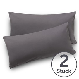 Blumtal set of 2 pillowcases - 100% cotton, super soft premium jersey pillowcase, grey, 40x80cm