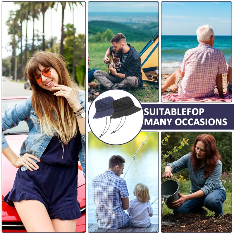 APOMOONS Pack of 2 Women's Foldable Sun Hat with Chin