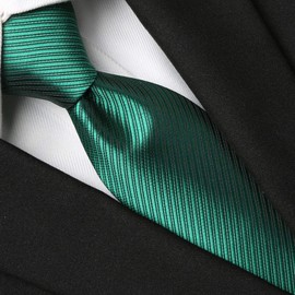 KissTies St Patricks Necktie Set Irish Green Striped Tie + Hanky + Magnetic Box