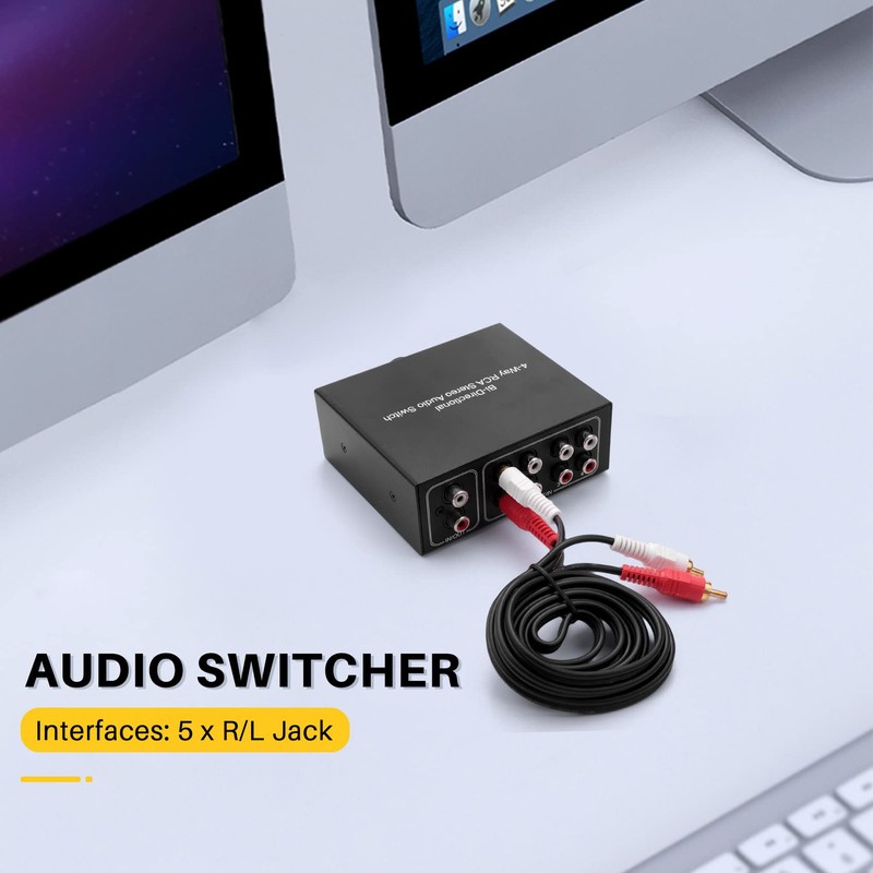 Dovhmoh 4-Way Two-Way Stereo Audio Switch, 4-in-1 or 4-in-1 L/R