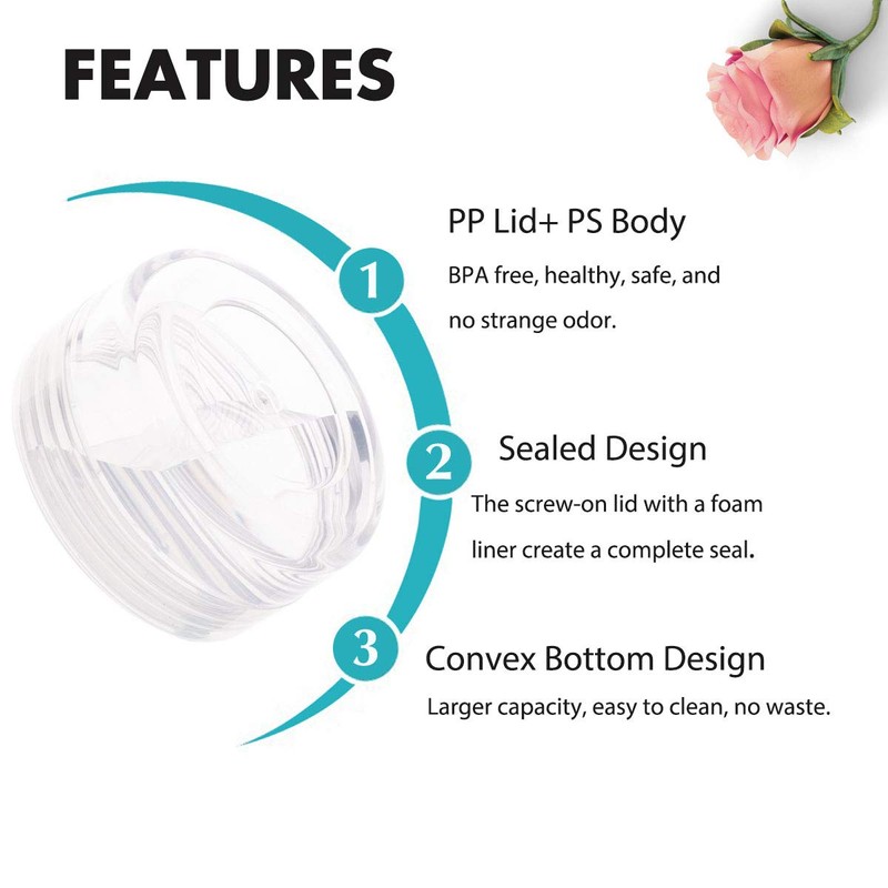 10 Gram Sample Containers with Lids, 10Pcs Clear Sample Jars,