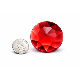 Allstarco 50mm (2") Large Red Ruby Round Flat Back Acrylic Gems, 4 PCS