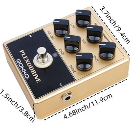 GOKKO AMPLI PEDAL PLEXIBOX GK-36 - All - Analog British Sound Guitar Effects Pedal - Emulates Marshall Amps with 6 - Control Tone Shaping