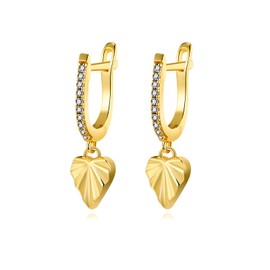 Gold Heart Dangle Earrings for Women 925 Sterling Silver Heart Drop Earrings with Cubic Zirconia Love-shaped Dangle Ear Jewellery